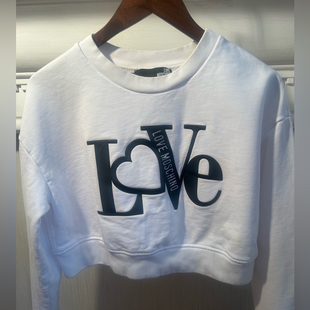 Love Moschino White CROPPED SWEATER
